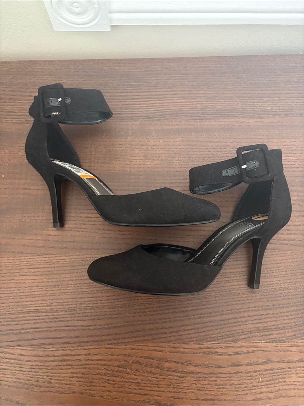 Impo Black Pointed-Toe Ankle-Strap Heels